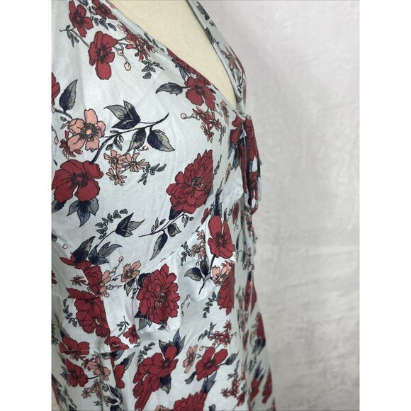 American Eagle Outfitters Floral Dress Lt Blue Red Size Small - Picture 4 of 10
